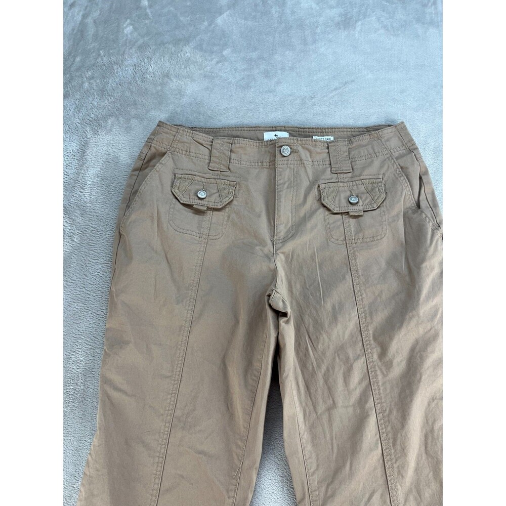 True Craft Flare Pants Womens 12 Beige High Rise Front Seam Detail